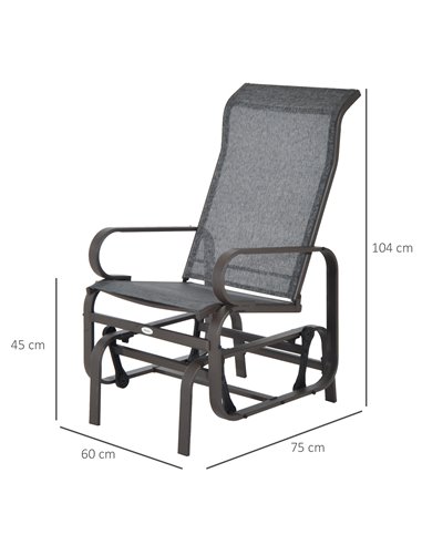 Outsunny Outdoor Gliding Rocking Chair with Sturdy Metal Frame Garden Comfortable Swing Chair for Patio, Backyard and Poolside, 
