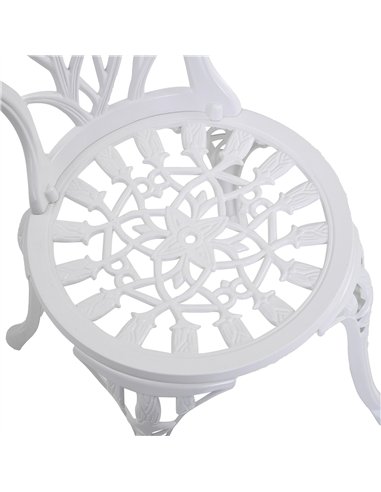 Outsunny 3 Piece Patio Bistro Set for 2, Outdoor Aluminium Garden Table and Chairs with Umbrella Hole for Balcony, White