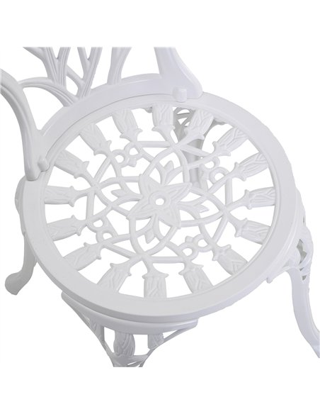 Outsunny 3 Piece Patio Bistro Set for 2, Outdoor Aluminium Garden Table and Chairs with Umbrella Hole for Balcony, White - pic 122465 | FastDaddyshop