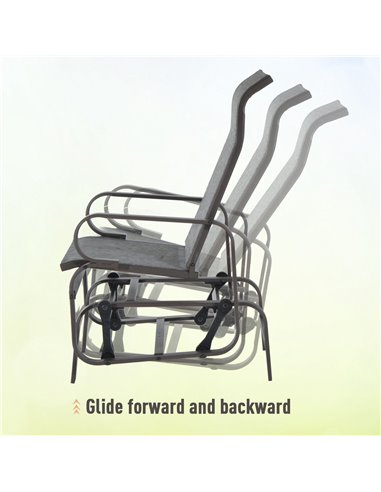 Outsunny Outdoor Gliding Rocking Chair with Sturdy Metal Frame Garden Comfortable Swing Chair for Patio, Backyard and Poolside, 
