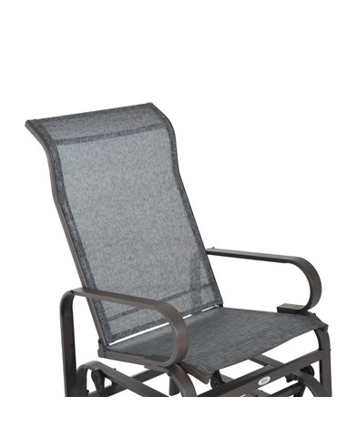 Outsunny Outdoor Gliding Rocking Chair with Sturdy Metal Frame Garden Comfortable Swing Chair for Patio, Backyard and Poolside, 