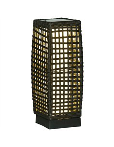 Outsunny Outdoor Rattan Solar Lantern, Brushed PE Wicker Patio Garden Lantern wtih Auto On/Off Solar Powered LED Lights for Indo