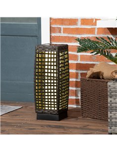 Outsunny Outdoor Rattan Solar Lantern, Brushed PE Wicker Patio Garden Lantern wtih Auto On/Off Solar Powered LED Lights for Indo 2
