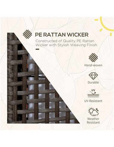 Outsunny Outdoor Rattan Solar Lantern, Brushed PE Wicker Patio Garden Lantern wtih Auto On/Off Solar Powered LED Lights for Indo