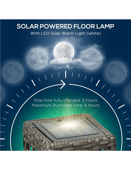 Outsunny Outdoor Rattan Solar Lantern, Brushed PE Wicker Patio Garden Lantern wtih Auto On/Off Solar Powered LED Lights for Indo - pic 122560 | FastDaddyshop