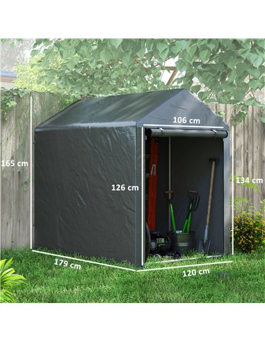 Outsunny 179 x 120cm Temporary Garden Shed, with Accessories - Dark Grey