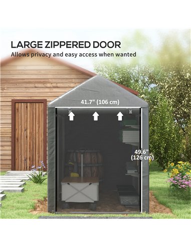 Outsunny 179 x 120cm Temporary Garden Shed, with Accessories - Dark Grey