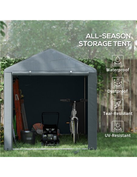 Outsunny 1.6 x 2.2m Garden Storage Shed Tent, with Accessories - Dark Grey - pic 122577 | FastDaddyshop