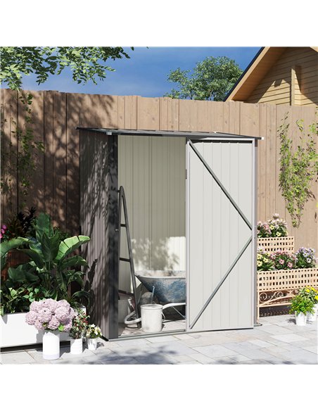 Outsunny 5.3 x 3.1ft Corrugated Steel Garden Shed - Light Grey - pic 122584 | FastDaddyshop