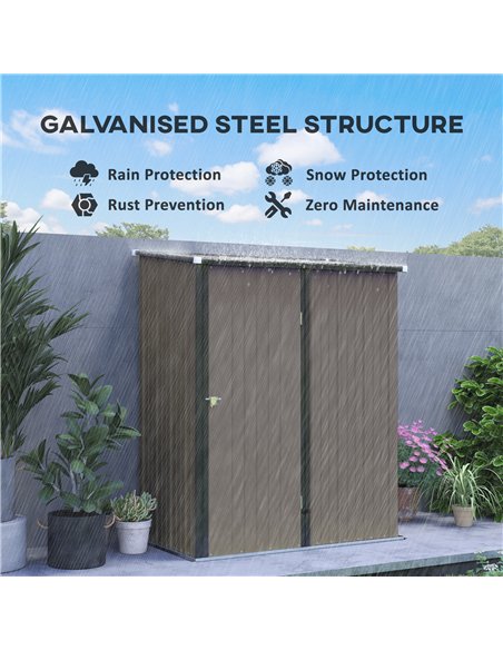 Outsunny 5.3 x 3.1ft Corrugated Steel Garden Shed - Light Grey - pic 122586 | FastDaddyshop
