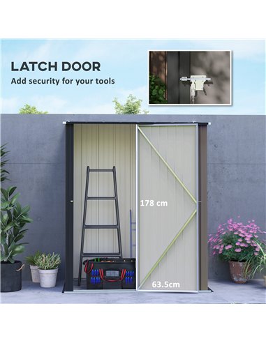 Outsunny 5.3 x 3.1ft Corrugated Steel Garden Shed - Light Grey