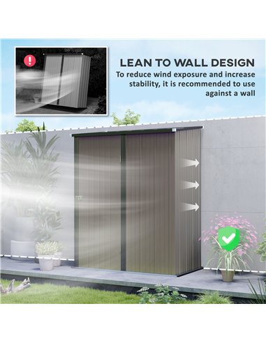 Outsunny 5.3 x 3.1ft Corrugated Steel Garden Shed - Light Grey