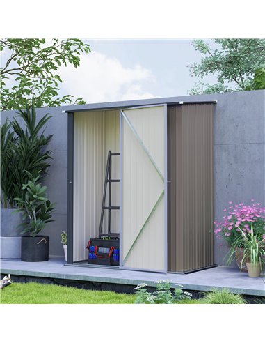 Outsunny 5.3 x 3.1ft Corrugated Steel Garden Shed - Light Grey