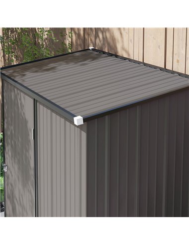 Outsunny 5.3 x 3.1ft Corrugated Steel Garden Shed - Light Grey