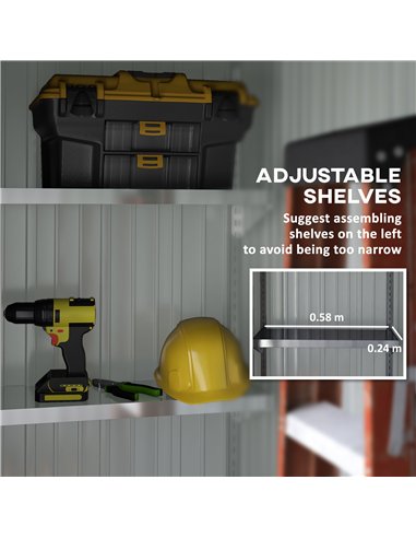 Outsunny Metal Garden Shed, Outdoor Lean-to Shed for Tool Motor Bike, with Adjustable Shelf, Lock, Gloves, 5'x3'x6', Brown