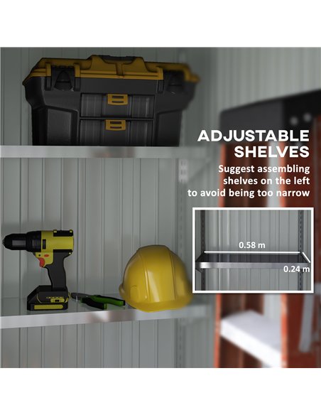 Outsunny Metal Garden Shed, Outdoor Lean-to Shed for Tool Motor Bike, with Adjustable Shelf, Lock, Gloves, 5'x3'x6', Brown - pic 122596 | FastDaddyshop