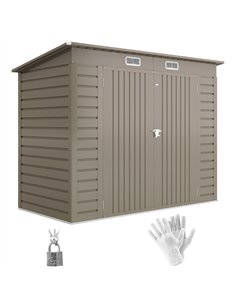 Outsunny 3.7 x 7.9ft Galvanised Steel Shed, with Latched Door and Padlock - Light Grey