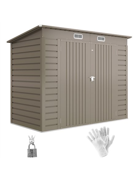 Outsunny 3.7 x 7.9ft Galvanised Steel Shed, with Latched Door and Padlock - Light Grey - pic 122601 | FastDaddyshop