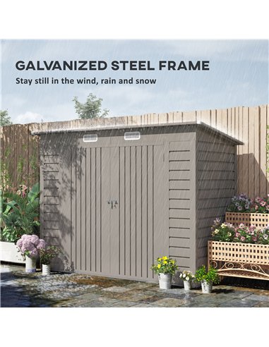 Outsunny 3.7 x 7.9ft Galvanised Steel Shed, with Latched Door and Padlock - Light Grey