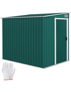 Outsunny 7 x 5ft Galvanised Metal Shed, with Sliding Door - Green
