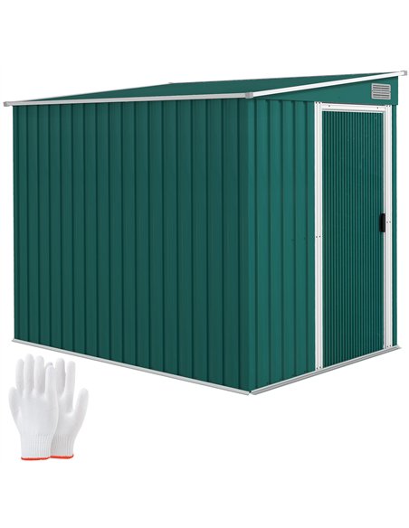 Outsunny 7 x 5ft Galvanised Metal Shed, with Sliding Door - Green - pic 122610 | FastDaddyshop