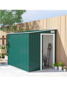 Outsunny 7 x 5ft Galvanised Metal Shed, with Sliding Door - Green 2