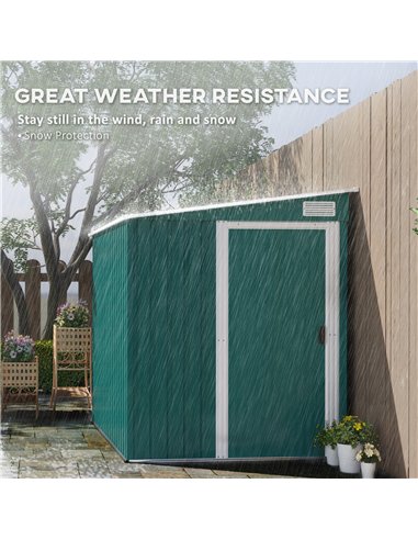 Outsunny 7 x 5ft Galvanised Metal Shed, with Sliding Door - Green