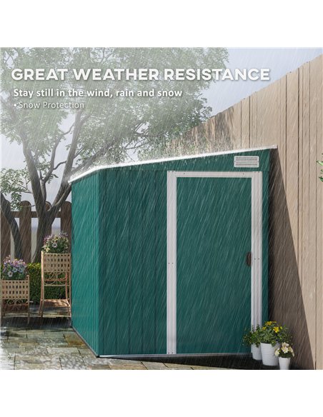 Outsunny 7 x 5ft Galvanised Metal Shed, with Sliding Door - Green - pic 122615 | FastDaddyshop