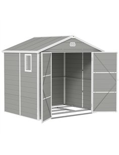 Outsunny 7.9ft x 6.2ft Aluminium Frame and Plastic Wall Shed, with Foundation - Light Grey