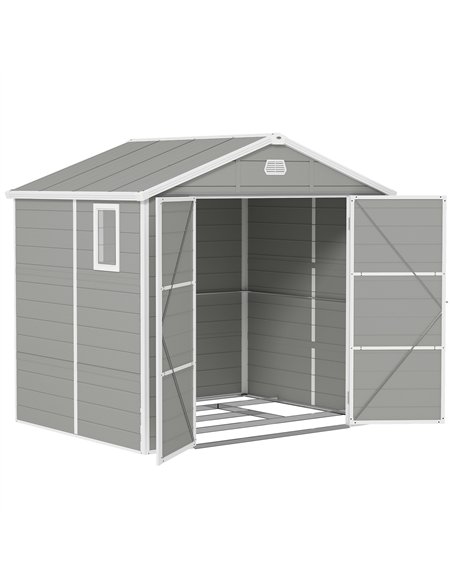 Outsunny 7.9ft x 6.2ft Aluminium Frame and Plastic Wall Shed, with Foundation - Light Grey - pic 122619 | FastDaddyshop