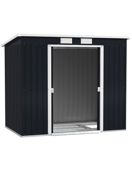 Outsunny 7 x 4ft Galvanised Steel Garden Shed, with Foundation Kit - Dark Grey - pic 122628 | FastDaddyshop