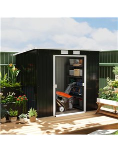 Outsunny 7 x 4ft Galvanised Steel Garden Shed, with Foundation Kit - Dark Grey 2
