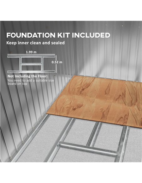 Outsunny 7 x 4ft Galvanised Steel Garden Shed, with Foundation Kit - Dark Grey - pic 122633 | FastDaddyshop