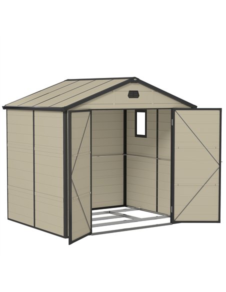 Outsunny 7.9ft x 6.2ft Aluminium Frame and Plastic Wall Shed, with Foundation - Cream White - pic 122637 | FastDaddyshop