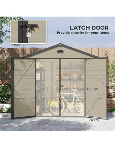 Outsunny 7.9ft x 6.2ft Aluminium Frame and Plastic Wall Shed, with Foundation - Cream White