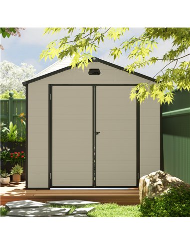 Outsunny 7.9ft x 6.2ft Aluminium Frame and Plastic Wall Shed, with Foundation - Cream White