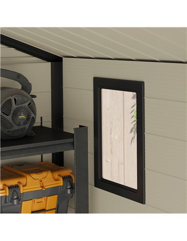 Outsunny 7.9ft x 6.2ft Aluminium Frame and Plastic Wall Shed, with Foundation - Cream White