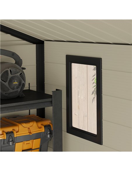 Outsunny 7.9ft x 6.2ft Aluminium Frame and Plastic Wall Shed, with Foundation - Cream White - pic 122645 | FastDaddyshop