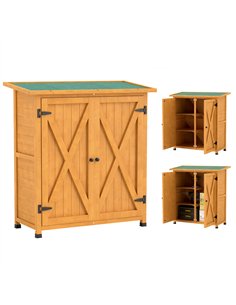 Outsunny 46.5 x 97cm Compact Wooden Storage Shed - Yellow