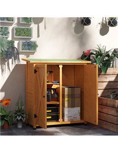 Outsunny 46.5 x 97cm Compact Wooden Storage Shed - Yellow