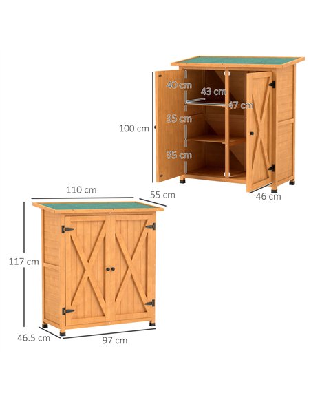 Outsunny 46.5 x 97cm Compact Wooden Storage Shed - Yellow - pic 122657 | FastDaddyshop