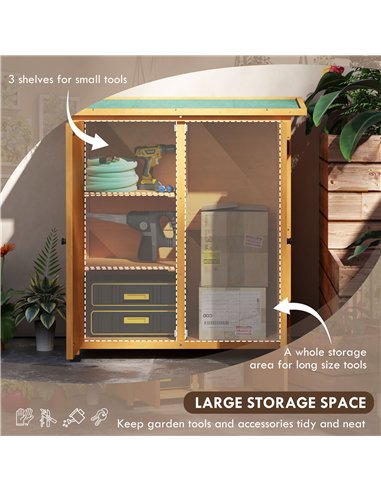 Outsunny 46.5 x 97cm Compact Wooden Storage Shed - Yellow
