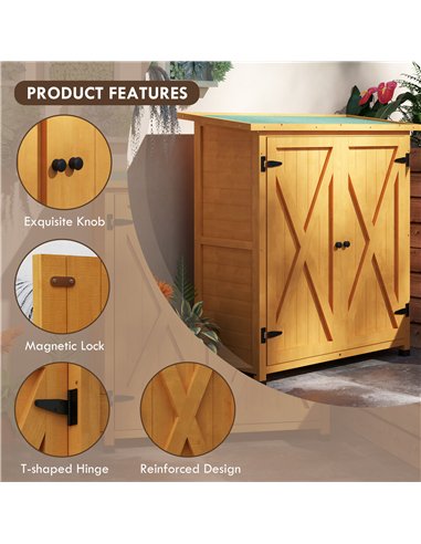 Outsunny 46.5 x 97cm Compact Wooden Storage Shed - Yellow