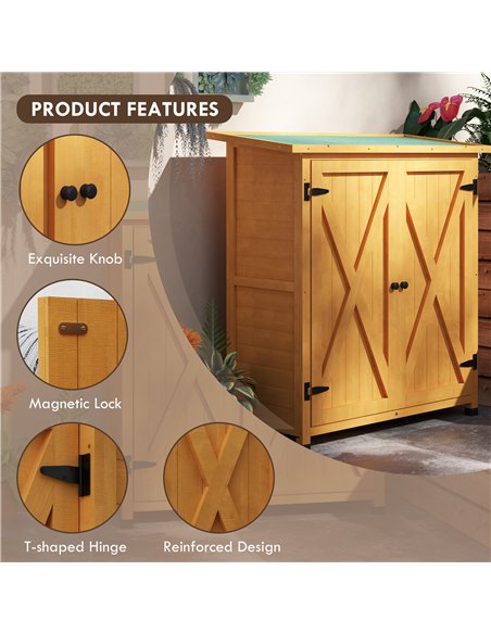 Outsunny 46.5 x 97cm Compact Wooden Storage Shed - Yellow - pic 122659 | FastDaddyshop