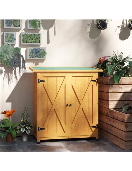 Outsunny 46.5 x 97cm Compact Wooden Storage Shed - Yellow - pic 122662 | FastDaddyshop