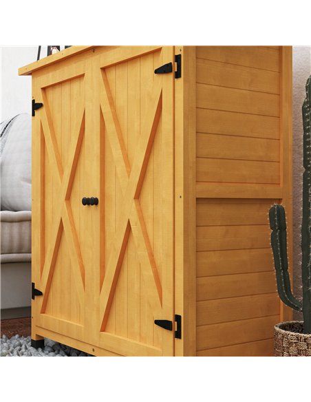 Outsunny 46.5 x 97cm Compact Wooden Storage Shed - Yellow - pic 122663 | FastDaddyshop