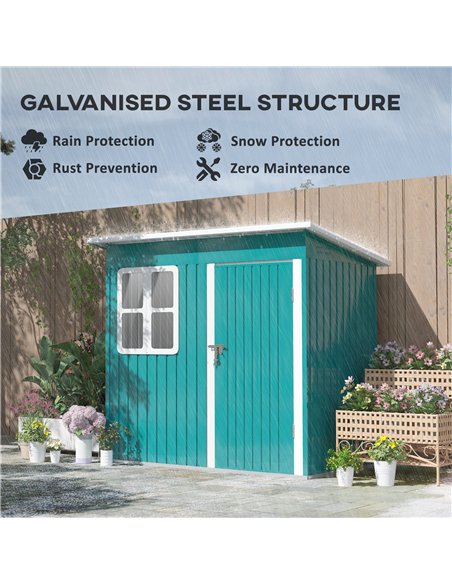 Outsunny 7 x 4ft Galvanised Steel Garden Shed, with Lock and Gloves - Green - pic 122667 | FastDaddyshop