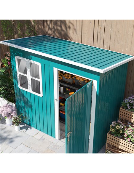 Outsunny 7 x 4ft Galvanised Steel Garden Shed, with Lock and Gloves - Green - pic 122671 | FastDaddyshop