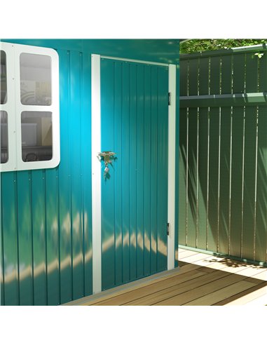 Outsunny 7 x 4ft Galvanised Steel Garden Shed, with Lock and Gloves - Green