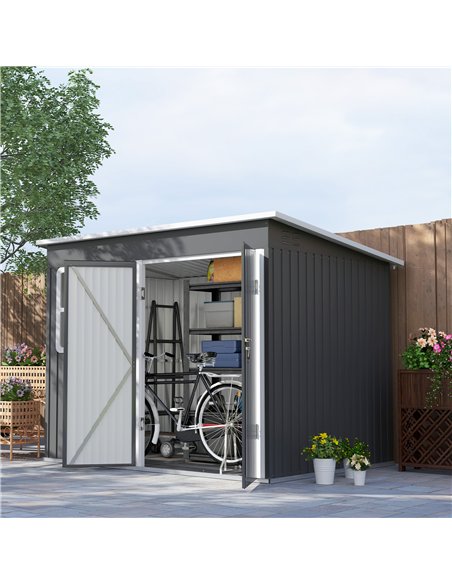 Outsunny 8.5 x 6ft Storage Shed Galvanised Steel Garden Shed, Metal Shed with Foundation Kit, Window, Lockable Wide Doors and Ai - pic 122674 | FastDaddyshop